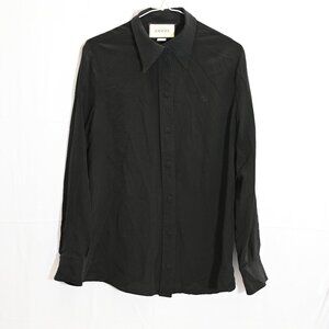 Gucci Black 100% Silk Shirt with Subtle GG Embroidery Very Good Condition